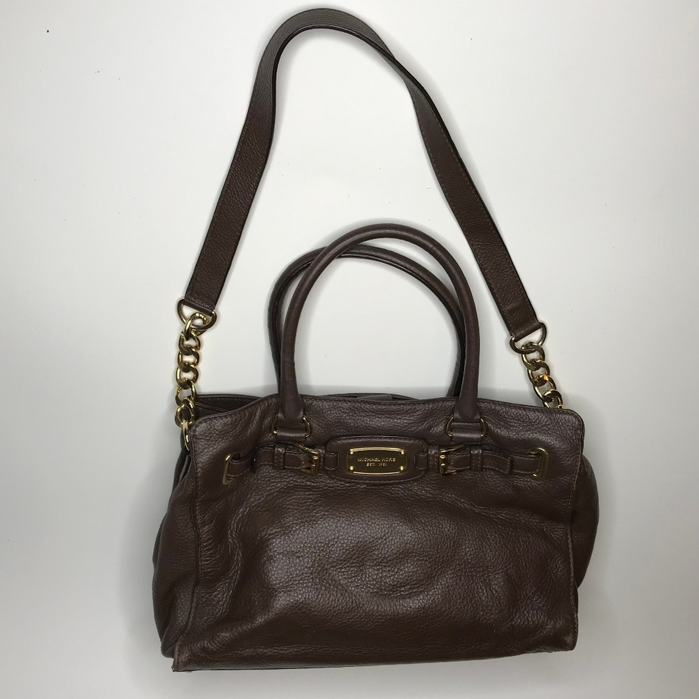 Michael Kors Hamilton Satchel Brown Leather